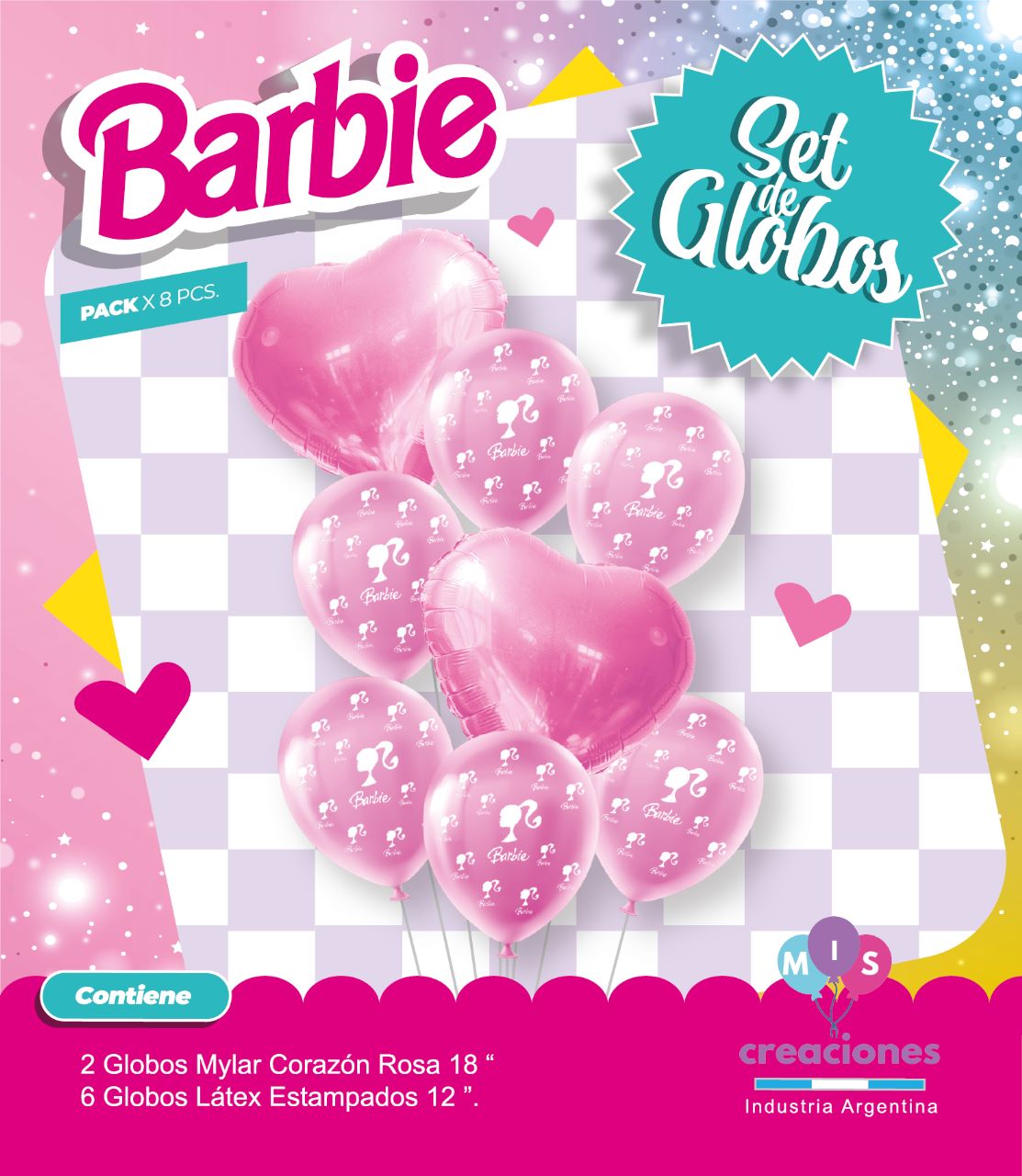 set-globos-estampados-barbie-rosa